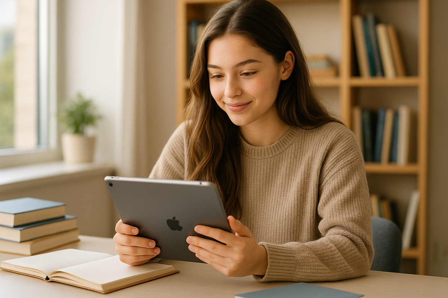 Student using iPad for Toppers Online Learning Suite JEE Main and Advanced preparation