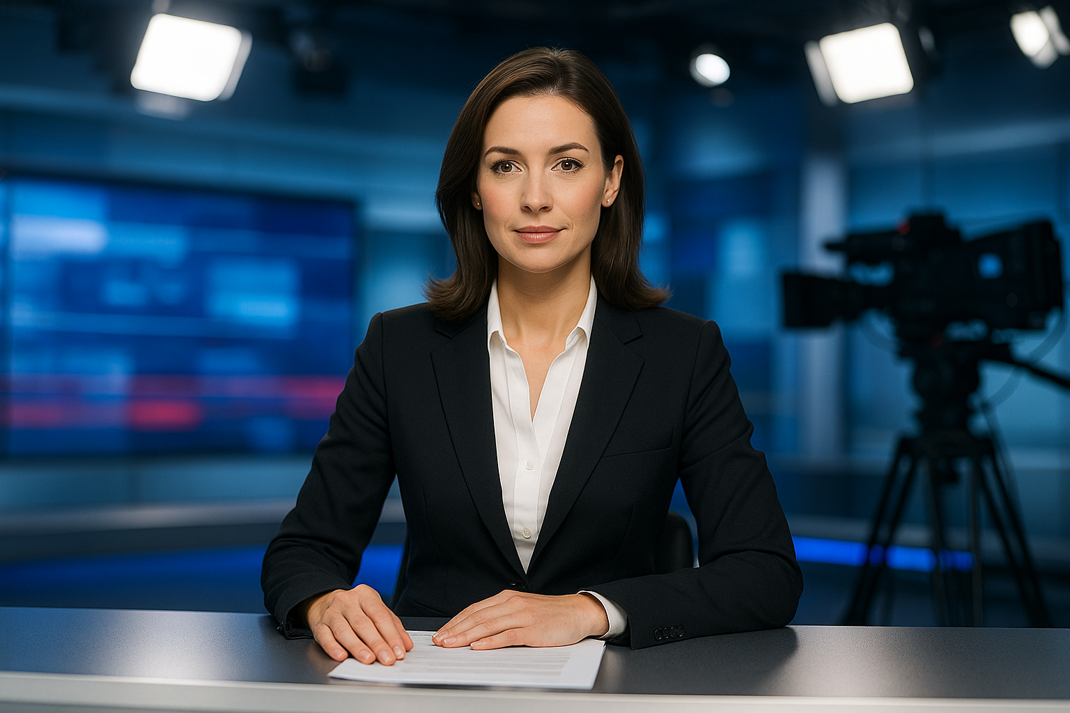 A sensuas beautiful girl news anchor